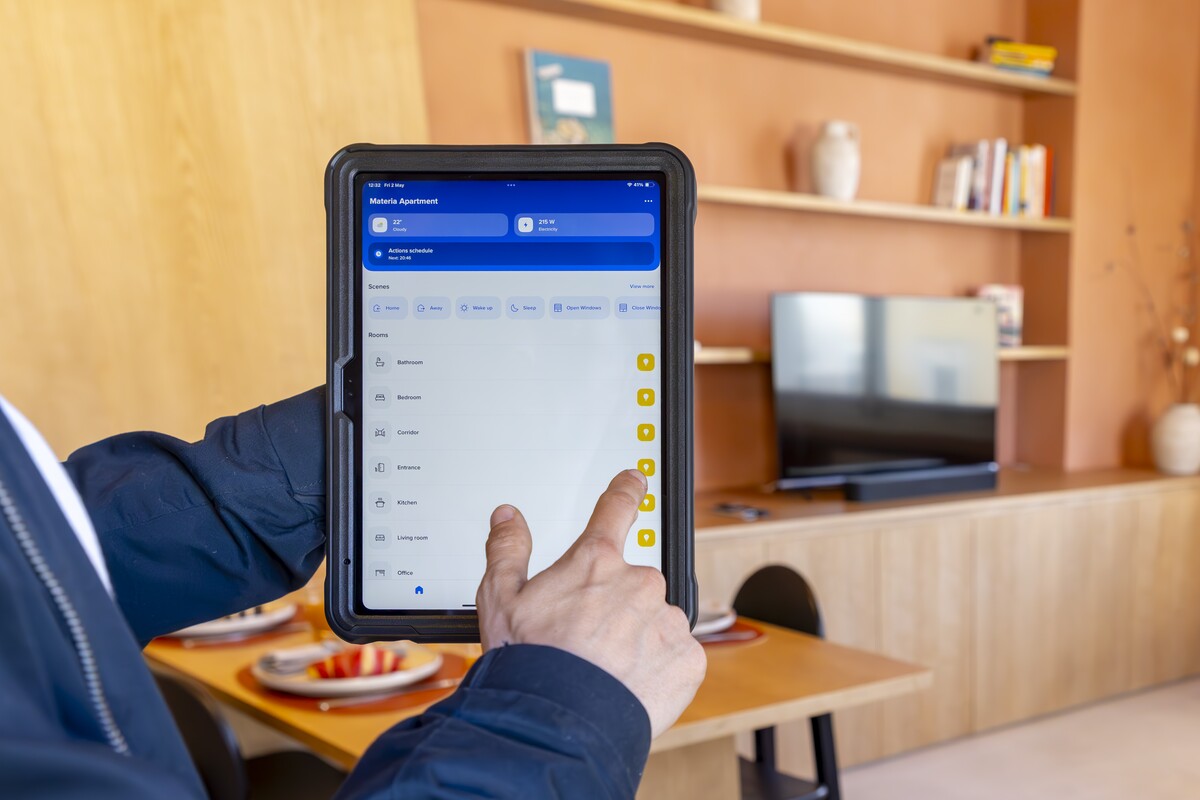 Smart-home automation system: controlling the apartment from a tablet in a Propertize home in Cagliari